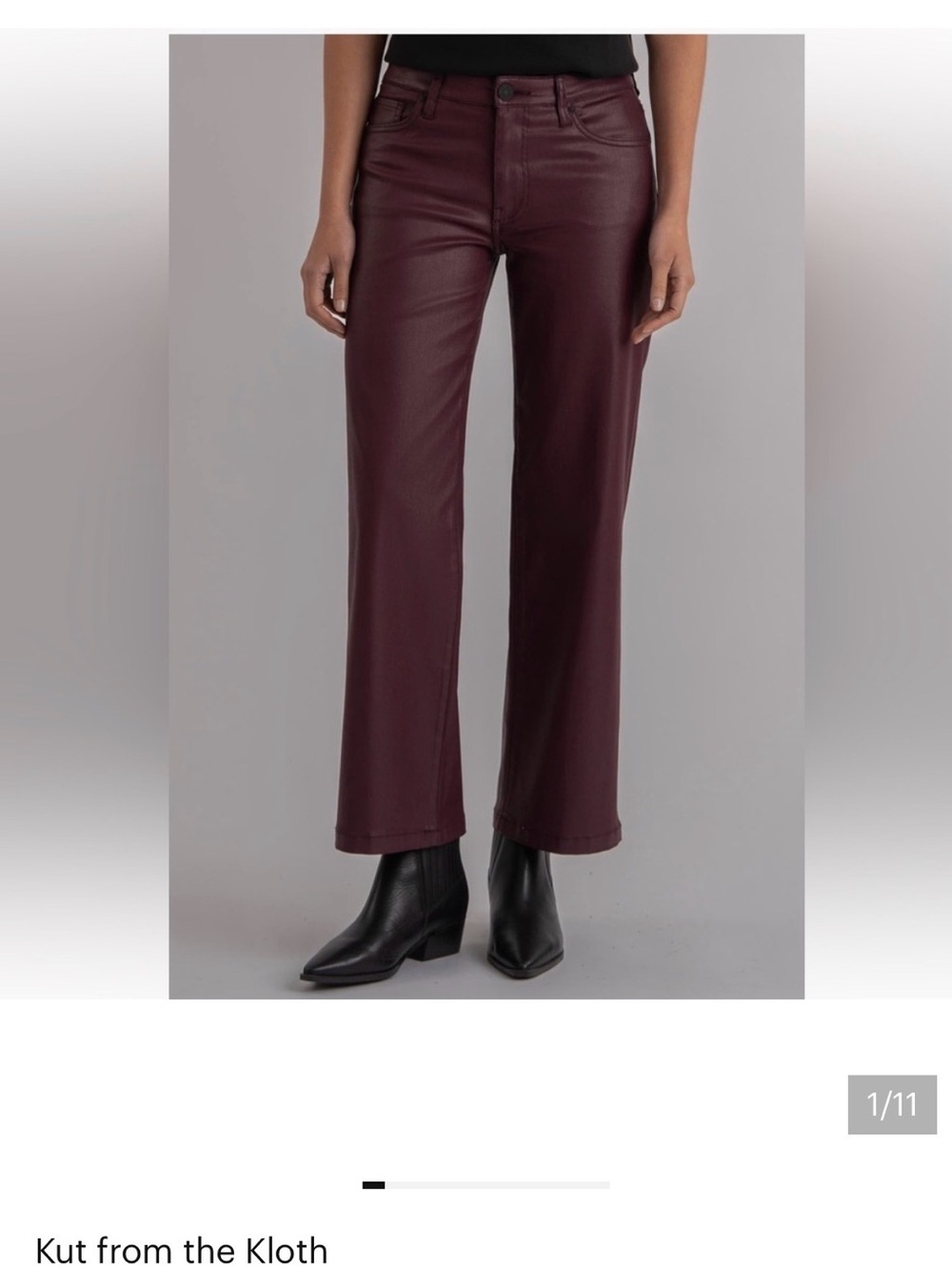 Kut from the Kloth Burgundy Faux Leather Straight-Leg Pants